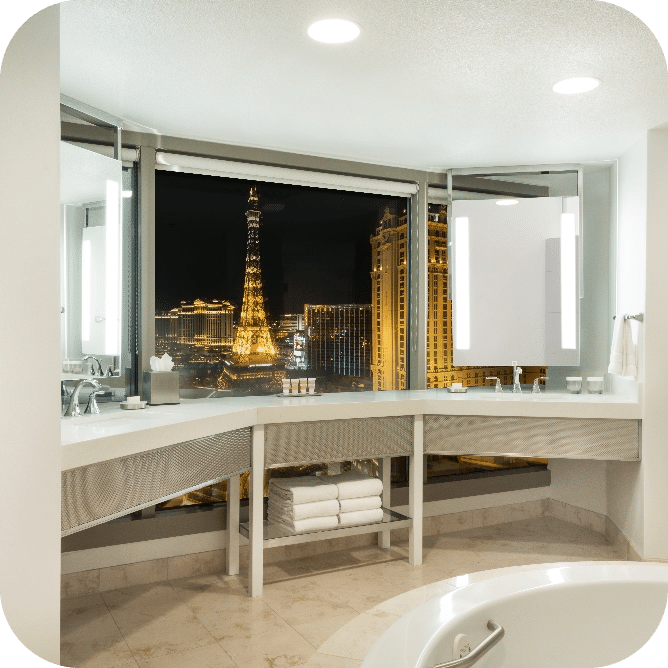 bathroom with eiffel tower view