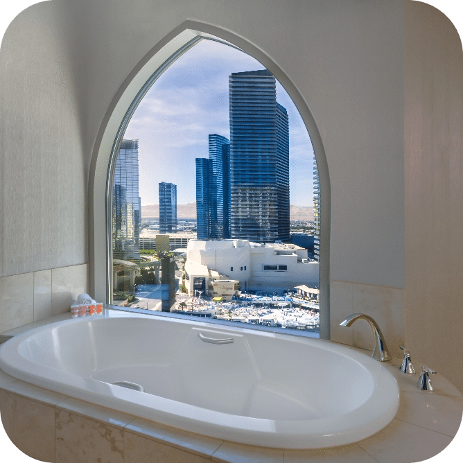 hot tub with city view